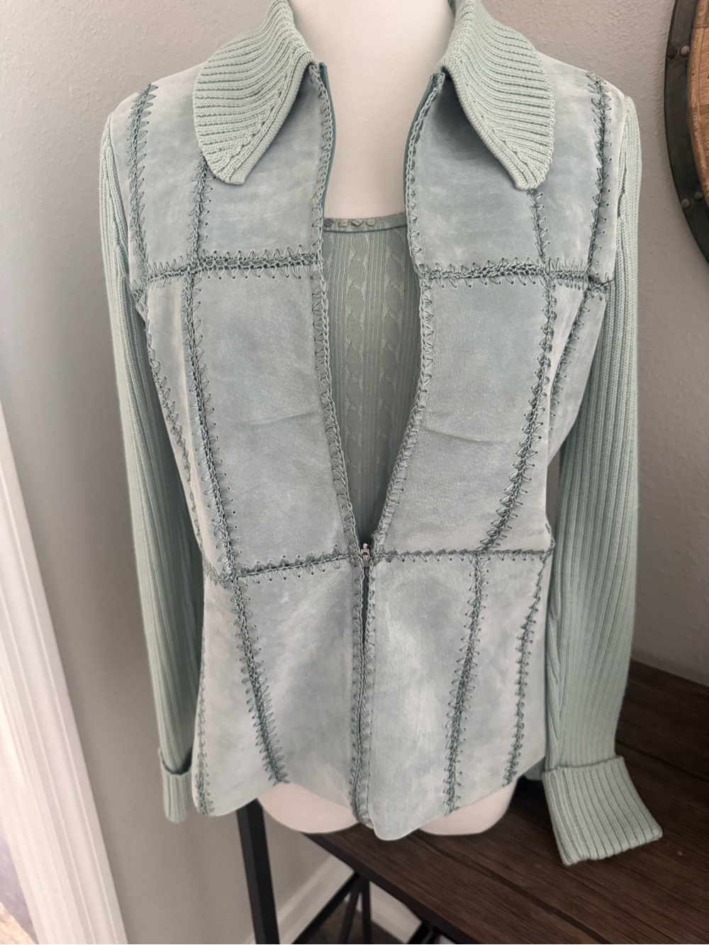 Sigrid Olsen Women’s Petite 2-Piece Set: Suede Knit Zip Jacket & Sequined top
